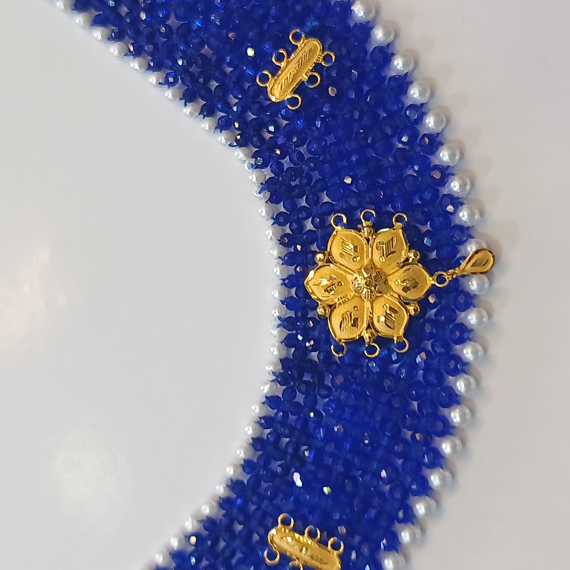 Buy Women Gold Finish Kundan And Blue Bead Necklace And Earrings Set -  Wedding Wonders - Indya